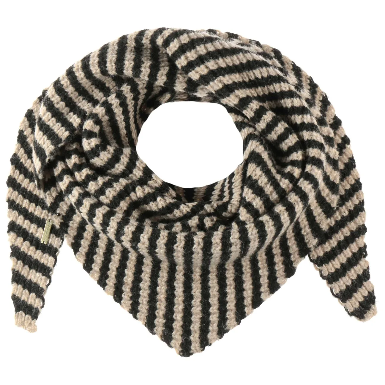 Twotone Knit Triangular Scarf by - beige-black - Damen - Size: One Size - Seeberger - FashionsVida