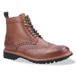 Mens Rissington Commando Lace Up Leather Dress Boot (Brown) - Size Uk 12
