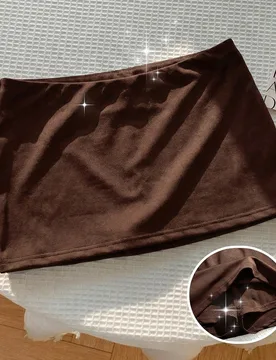 Falda de cintura baja marrón para niña preadolescente con pantalones cortos incorporados, minifalda de unicolor casual de cintura baja para atuendos - Shein - FashionsVida