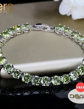 Pera Fashion Silver Color 0.5 Carat Round Olive Green CZ Crystal Tennis Chain Link Hand Bracelets Bangles for Women Jewelry B003 - Aliexpress - FashionsVida