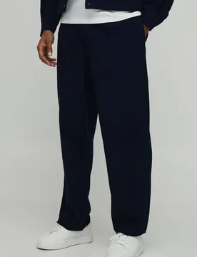 Herren Taillierte Bundfalten-Hose In Entspannter Passform Mit Leinen-Optik Aus Koordiniertem Set Navy Größe 32 - boohooMAN - FashionsVida