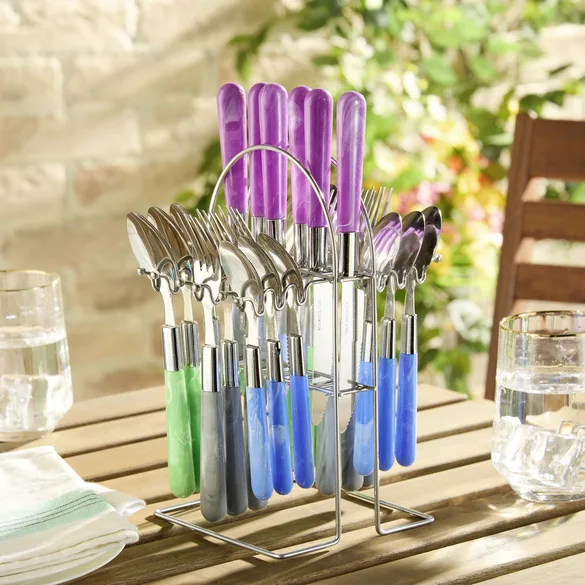 Besteckset mit Halterung 24-tlg - Basilico - FashionsVida