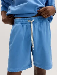 Cotton Rich Garment Wash Pyjama Shorts Blue male