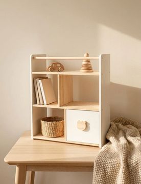 Scaffale da terra con cassetto e barra - bianco