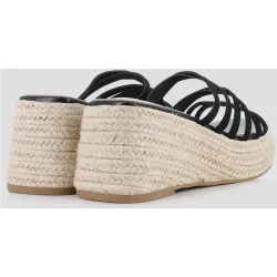 Sandalias de cuña de mujer forradas en esparto con tiras