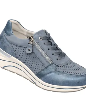 Leder-Keilsneaker "Sandra" blau 40 Damen - wonderwalk - FashionsVida