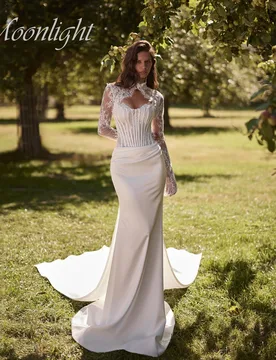 Elegant Pleat Lace High Collar Mermaid Wedding Dress Women 2026 Long Sleeves Backless Bridal Gown Vestidos De Novia Customized - Aliexpress - FashionsVida