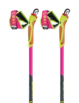 Bâton Hrc Max Frt Neon Pink / Neon Yellow / Carbon 160 cm Homme - Leki Alpino - FashionsVida