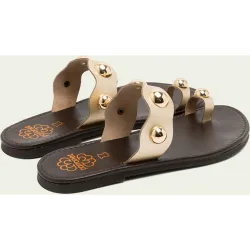 Sandalias de dedo de mujer de piel con adornos