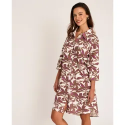 Vestido de playa de mujer, corto, camisero, colección salvia