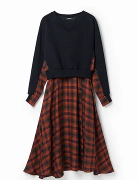 Robe midi combinée carreaux RED M female - Desigual - FashionsVida