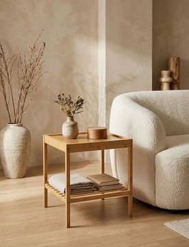 Tavolino d’appoggio con ripiano - beige