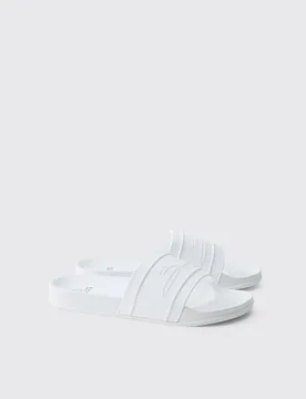 Herren Bm Autograph Pantoletten White Größe 44 - boohooMAN - FashionsVida