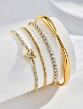 Vnox Clear Heart Zircon Snake Chain Bracelets Bangles For Women, Gold Color Stainless Steel Chain, Boho Elegant Jewelry Gifts - Aliexpress - FashionsVida