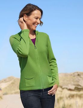 Strukturstrick-Cardigan - Grün - female - Size: 46