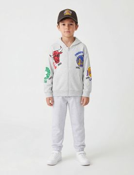 Top da jogging con zip e cappuccio NBA - grigio chiaro
