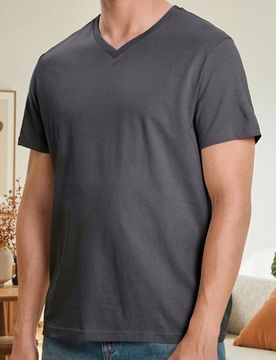 T-shirt basic con scollo a V - antracite