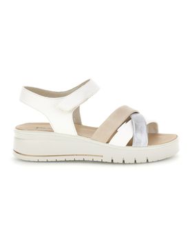Sandali bianchi e beige con fasce incrociate 1080700295526 40