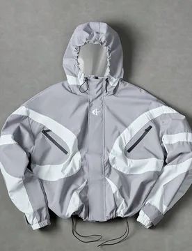 Chaqueta con capucha de manga larga con diseño de patchwork de colores contrastantes para hombre, cortavientos ligero de estilo Y2K Techwear para fú - Shein - FashionsVida
