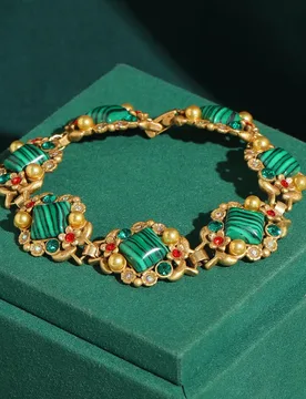Vintage Malachite Natural Stone Woman Bracelets Luxury Rhinestone Square Gold Plated Jewelry Trends 2026 Accessories Party Gift - Aliexpress - FashionsVida