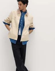 Pure Cotton Contrast Collar Denim Trucker Neutral male