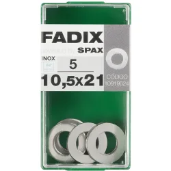 Arandela Plana Acero Inoxidable Ø10,5 x Ø21 mm - Caja 5 Uds
