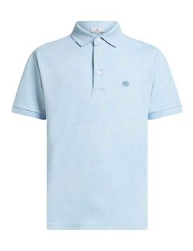 Polo in cotone jacquard azzurro