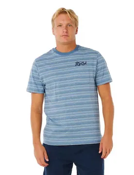 T-shirt à Manches Courtes Pacific Rinse Stripe Faded Denim XL