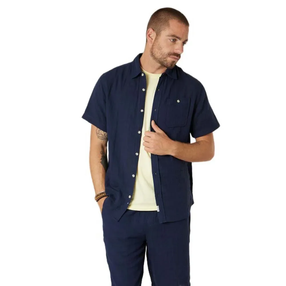 Camicia A Maniche Corte Squizz Navy M - Deeluxe - FashionsVida