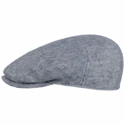 Summer Linen Driver Flat Cap by - blue-mottled - Size: 57 cm