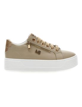 Sneakers Beige con Dettagli Color Oro Glitterati e Cerniera 51031 39