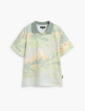 Chemise imprimée en coton biologique, Coton, Vert, M