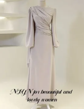 NFYN Ivory Elegant Formal Gown Satin Regular Sleeve Prom Dress Pleating Sequins Crystal Evening Dresses robe de bal Customized - Aliexpress - FashionsVida