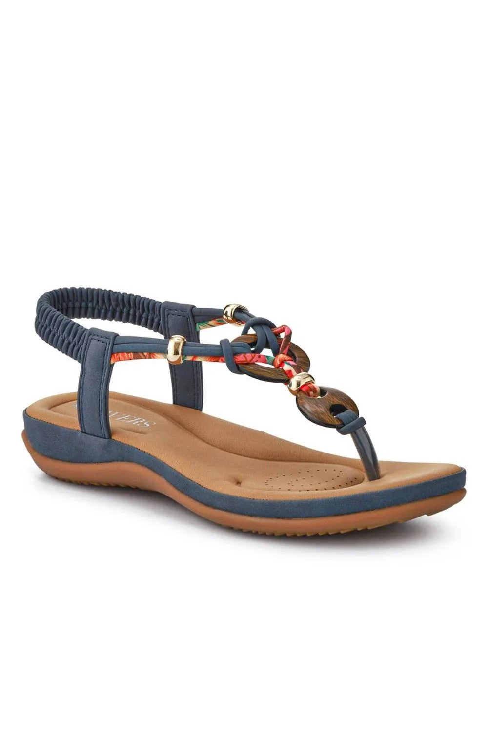 Elasticated Toe Post Sandals - Blue - Size: 8 - Pavers - FashionsVida