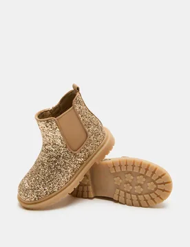 Kids' Glitter Chelsea Boots (4 Small-2 Large) Bronze Female - M&S - FashionsVida