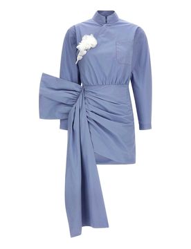 MiniVestito in cotone blu con lacci laterali