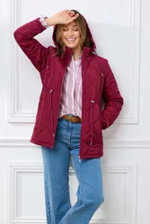 Showerproof Hooded Jacket - Dark Red - Size: 22