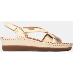 Sandalias cuña de mujer en piel