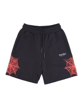 Pantalone Corto Tuta Uomo Cobweb Print Shorts Black/red - PHOBIA - FashionsVida