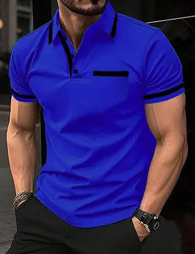 Camisa polo formal de algodón para hombre, diseño de rayas con botones, ajuste slim, estilo de negocios y moda madura, para ceremonia - Shein - FashionsVida