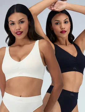 Pack Rib Ruched Non Wired Bralettes White/Black female - Boux Avenue - FashionsVida