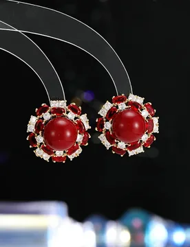 Autumn Winter Light Luxury Personality Fashion Versatile Earrings S925 Silver Needle Ancora Red Ear Jewelry Blossom Pearl Stud E - Aliexpress - FashionsVida