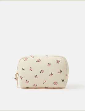 Floral Print Makeup Bag Cream female - Accessorize - FashionsVida
