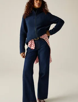 Women's Cosy Frankie Borg Full Zip Fleece Sweatshirt in Navy Size: 12 - Navy - Size: 12 - Regatta - FashionsVida
