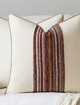 Piezas Funda de almohada de estilo bohemio, 18x18 pulgadas, decoración de granja, funda de cojín cuadrada a rayas, funda de almohada de felpa de che - Shein - FashionsVida