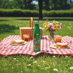 Edelstahlflasche mit Blumenmotiv