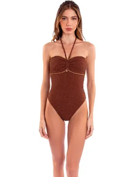 Bañador de mujer bandeau liso con relleno - Despi - FashionsVida
