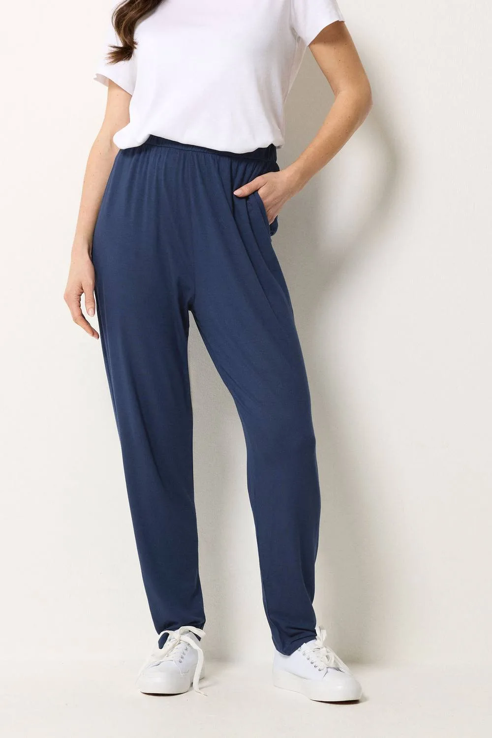 Hareem Trousers - Mid Navy - Size: 12S - M&Co - FashionsVida
