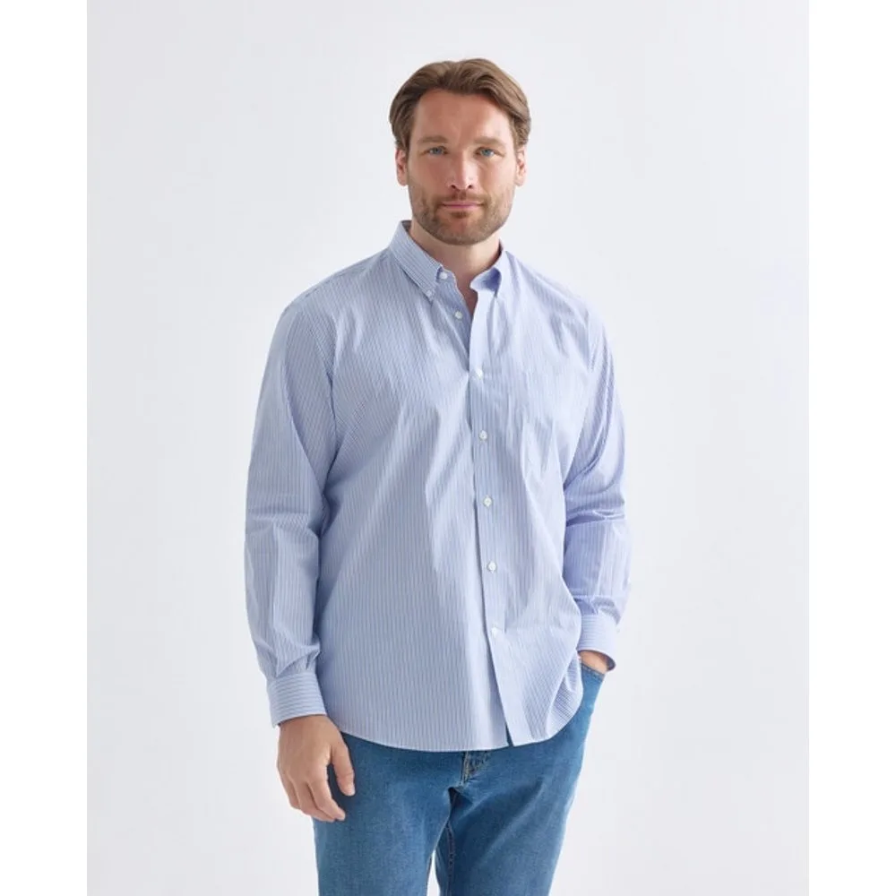 Camisa de algodón stretch de popelín de rayas bicolor - Dustin - FashionsVida