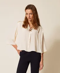 Chemise cropped en crêpe de Chine